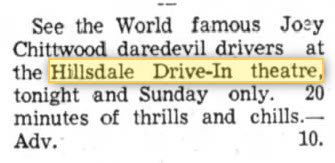 Hillsdale Drive-In Theatre - Chitwood Show 10 Sep 1966 (newer photo)